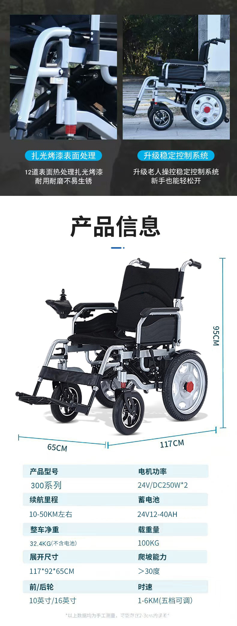 New Electric Wheelchair for Paralyzed Disabled People and the Elderly, Foldable, Lightweight, Four-Wheeled Mobility Scooter for Home Use