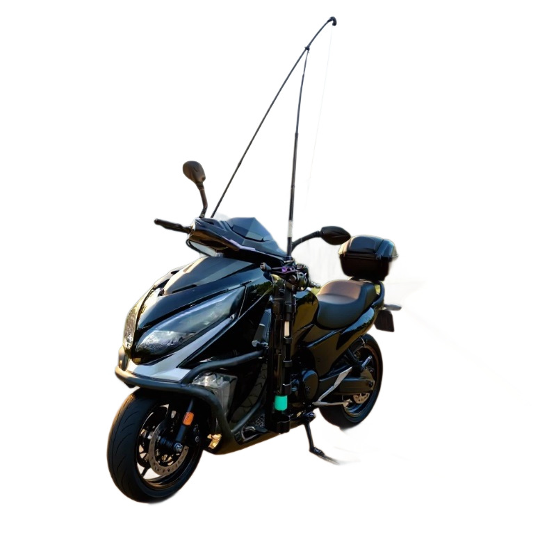 Motorcycle fishing rod holder, universal for electric vehicles, waterproof and portable fishing fixture for riding