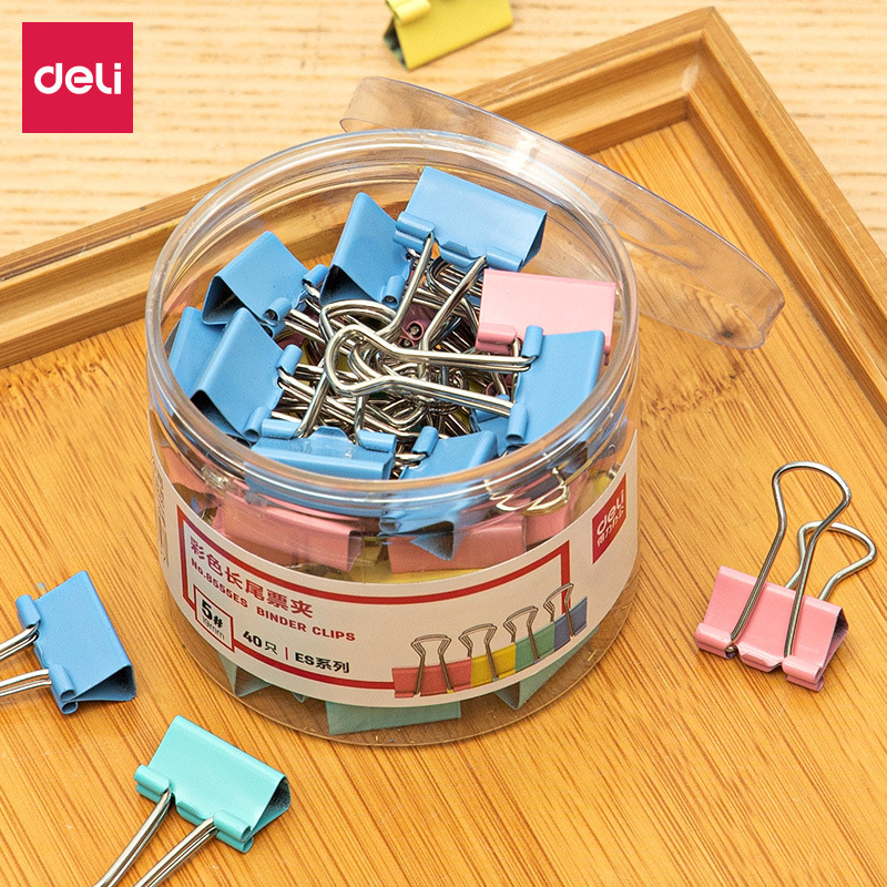 Distributors Order 8555Es Deli 40 Pieces/Tube 19mm Colored Long-Tail Paper Clips 5 # Metal Bill Clip with Swallowtail Design Distributors Order 8555Es Deli 40 Pieces/Tube 19mm Colored Long-Tail Paper Clips 5 # Metal Bill Clip with Swallowtail Design