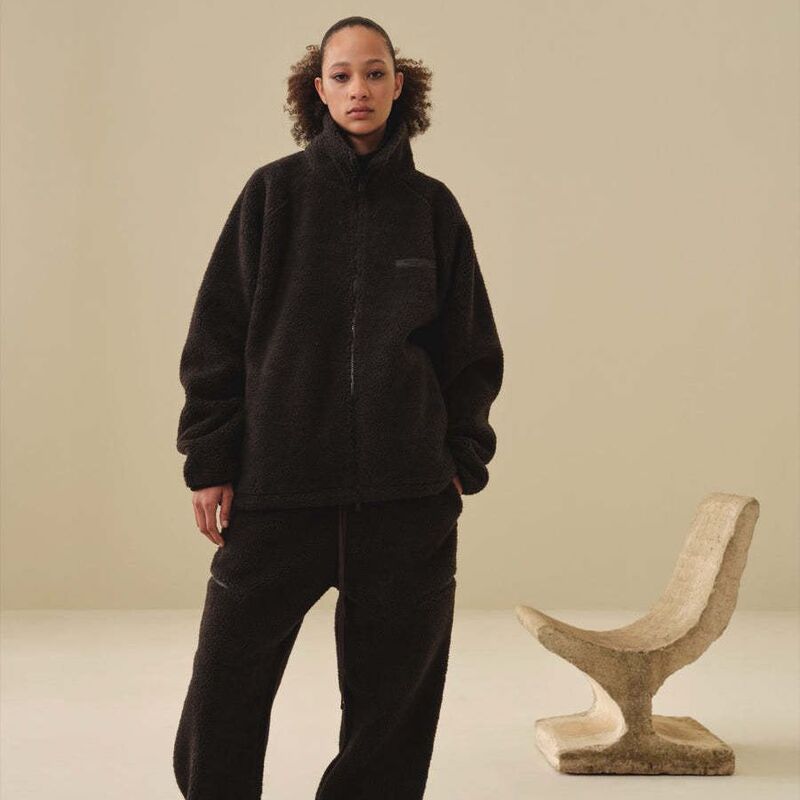 22SS Lamb Wool Long Zip Hoodless Sweatshirt Jacket essentials