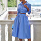 FD496 in stock 2025 spring new fashion temperament long sleeve striped shirt suit skirt two-piece set