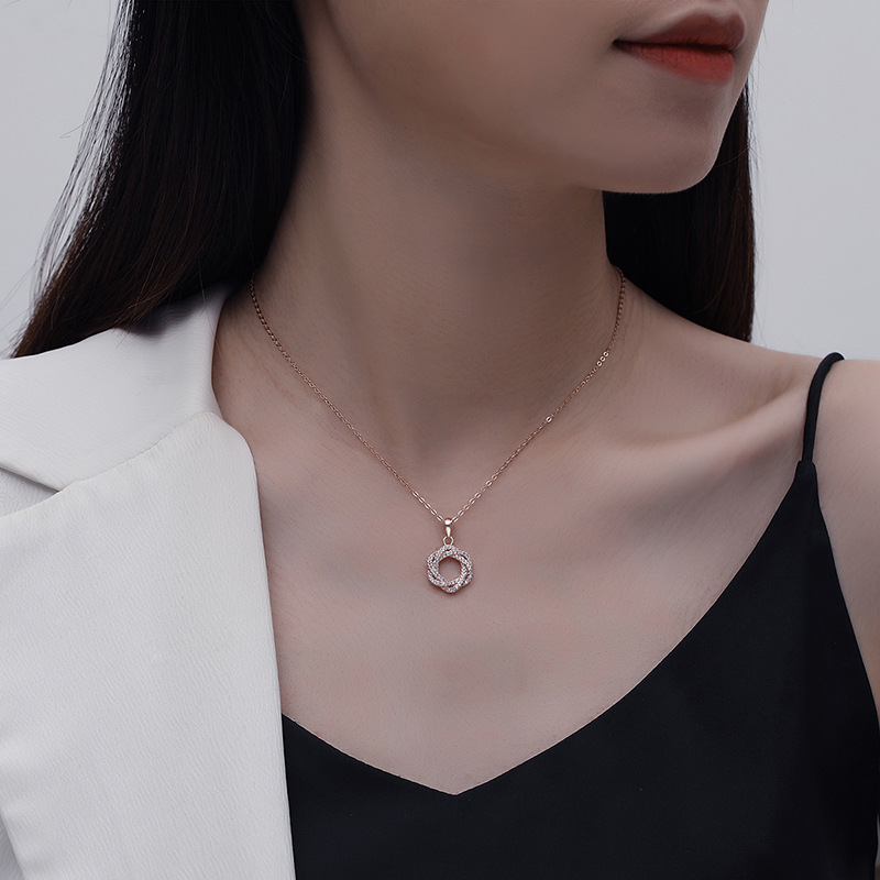 S925 plata esterlina europeo y americano transfronterizo collar transfronterizo guirnalda todo partido clavícula cadena completa diamante flor colgante clavícula cadena