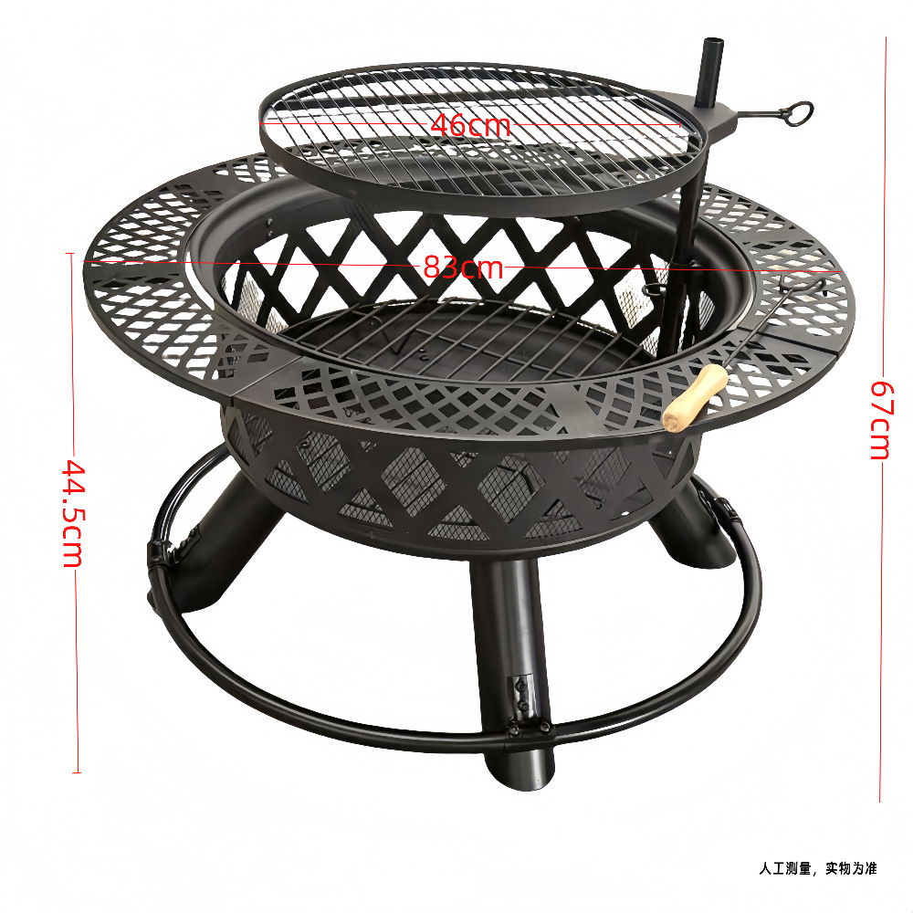 El patio puede girar la parrilla de barbacoa de elevación de doble capa, la estufa de carbón redonda, el horno de té, la fiesta de la hoguera