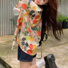 夏季2025新款休闲甜美泰兰德度假风花花衬衫短袖衬衣碎花可爱上衣
