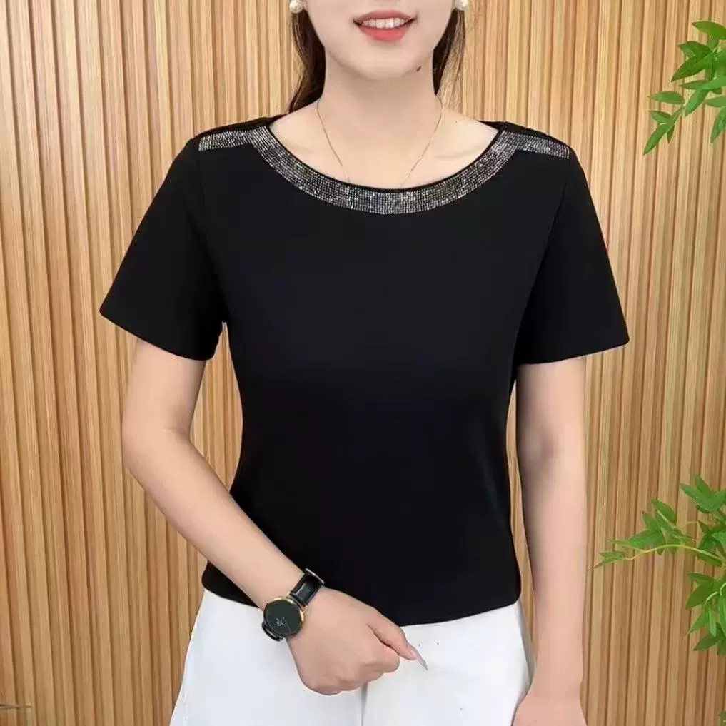 TikTok трендовый женский новый стиль с короткими рукавами для мам, свободная высококачественная блузка среднего возраста, женская футболка с короткими рукавами среднего возраста.