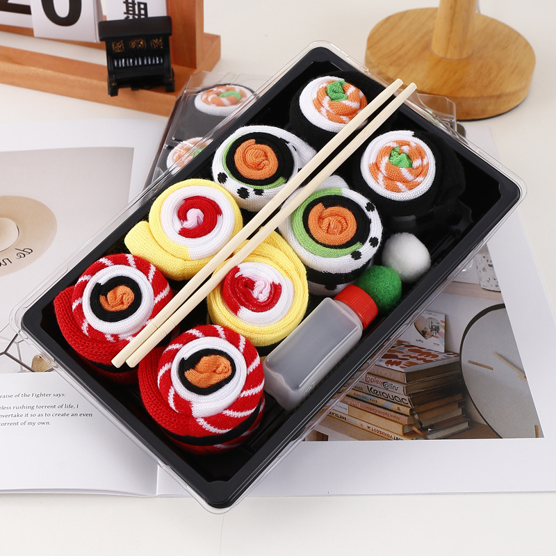 Calcetines de sushi de salmón transfronterizos, calcetines de mujer de invierno y otoño de algodón, calcetines de mujer que absorben el sudor, antiolor, caja de regalo image 8