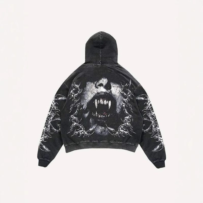 Felpa con cappuccio stampata in 3D con teschio horror 2024 per ragazzi, felpa con cappuccio alla moda_voghion.com