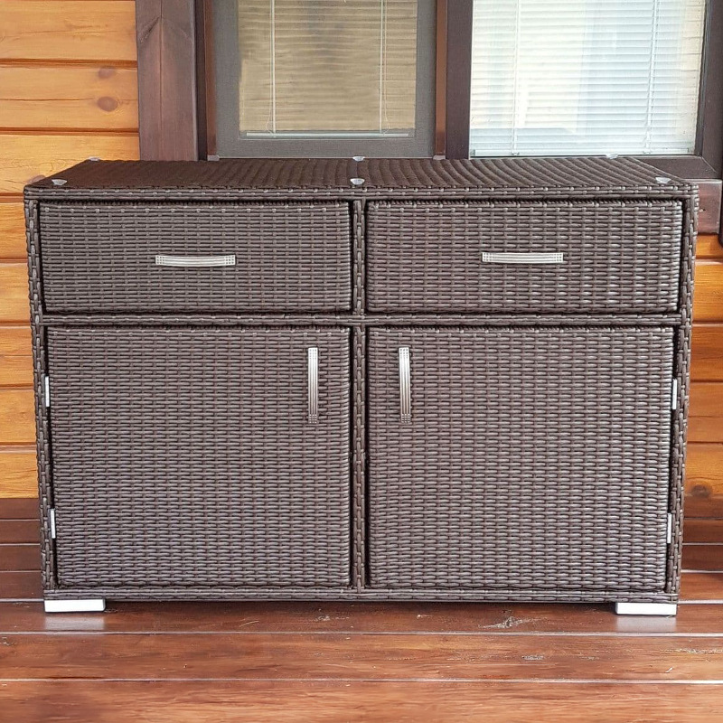 Mueble de almacenamiento de ratán para exteriores, mueble zapatero tejido para balcón, mueble de almacenamiento para recibidor, mueble de comedor para patio exterior impermeable y resistente al sol. image 4