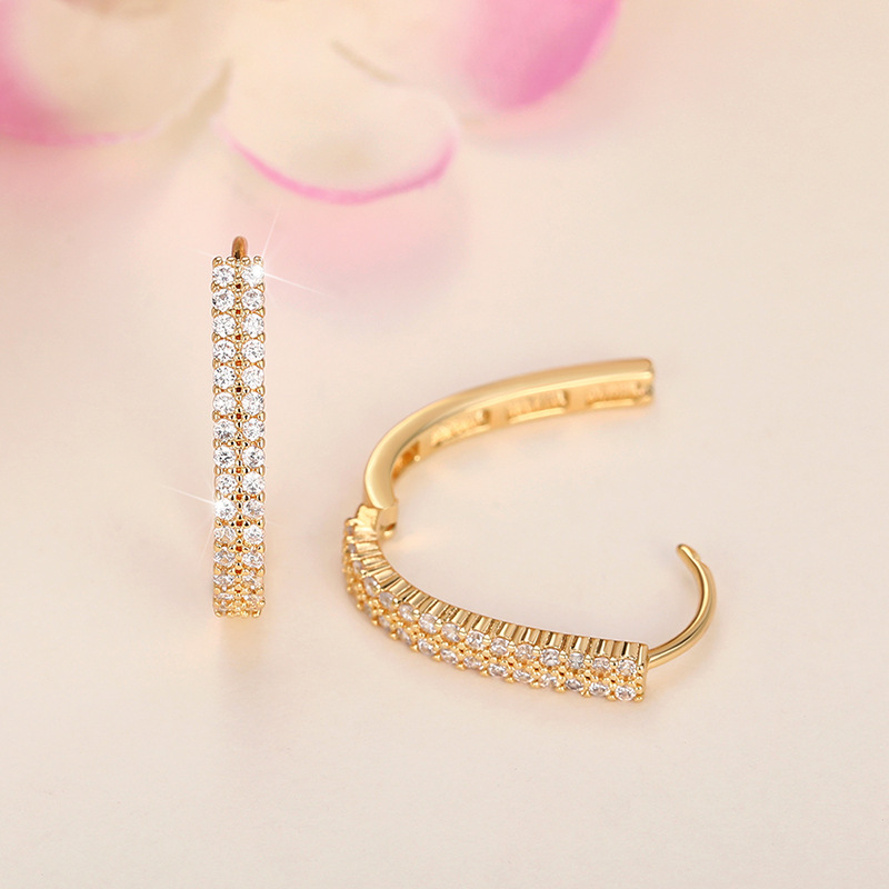 Sparkling U-shaped Drop Earrings French Style Textured Jewellery_voghion.com