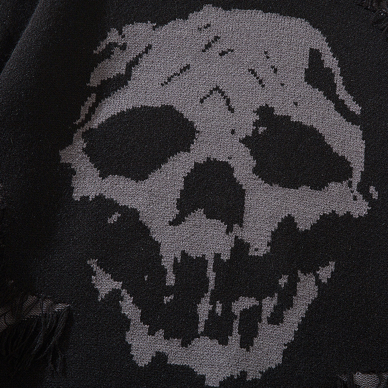 Skull Jacquard Ripped Sweater Image 3