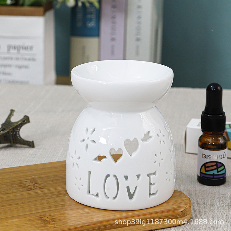 horno de aroma de cerámica transfronteriza vela hueca aceite esencial lámpara de aroma creativa hogar azul porcelana lámpara de noche artesanía