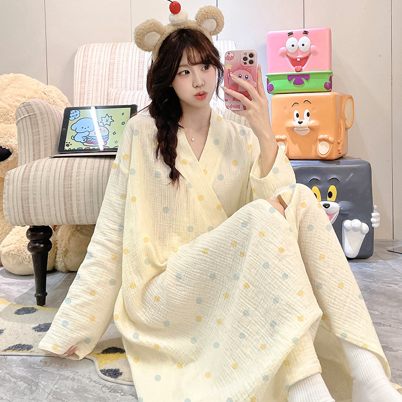 Girls' gauze bathrobe, pure cotton, thin bath towel, pajamas for older children and junior high school students, home wear, sleepwear, air conditioning clothing for spring and autumn Girls' gauze bathrobe, pure cotton, thin bath towel, pajamas for older children and junior high school students, home wear, sleepwear, air conditioning clothing for spring and autumn