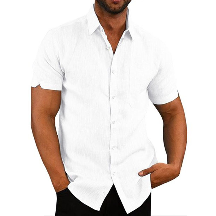 2024 8color summer lapel solid short sleeved button up shirt men's clothing_voghion.com
