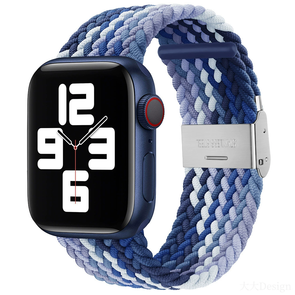 Совместимо с Apple Watch 5-6-7-8-9-10 поколения Snap-on нейлоновый плетёный ремешок iWatch S10 регулируемый браслет