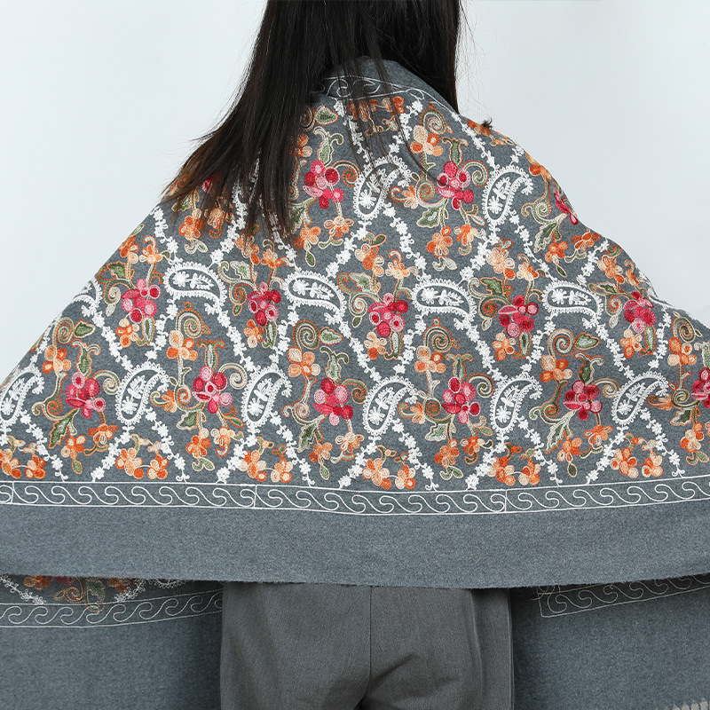 2024 nuevo invierno estilo nacional de invierno bufandas de cachemira flor de caju decoración cálida