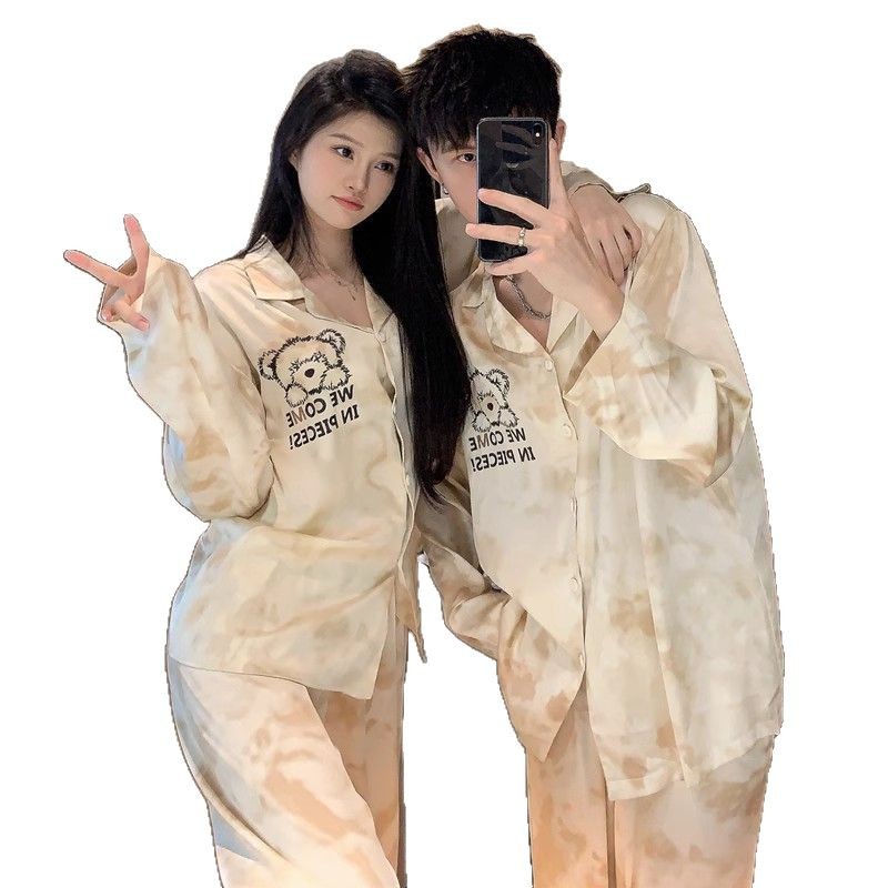 Comercio exterior pareja pijama mujer primavera y otoño de manga larga seda de hielo verano delgada 2025 nuevo hombre ropa de seda real para el hogar