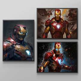 漫威钢铁侠Iron Man电影艺术海报无框装饰帆布画芯印刷装饰画