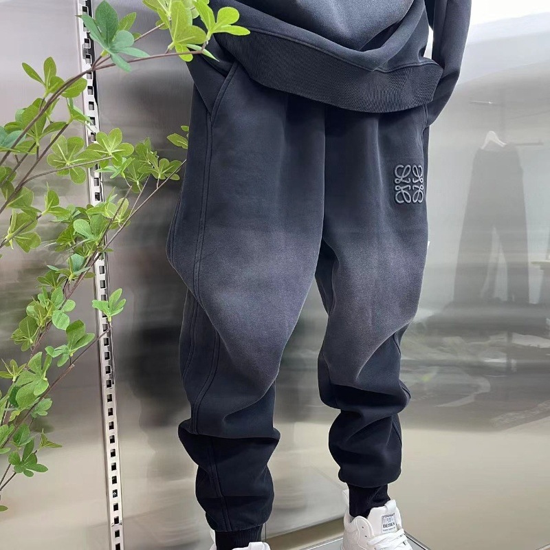 겨울 기모 두꺼운 운동복 세트 남성용 패셔너블 루즈 그라디언트 캐주얼 투피스 세트 넷 스웨트 팬츠