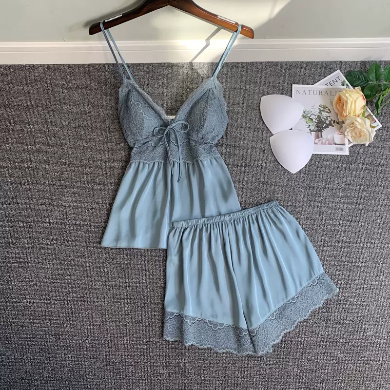 Spring summer pijama, sexy silk set, lifting effect