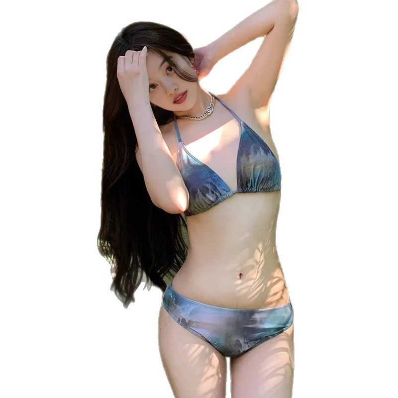 Traje de baño de protección solar de manga larga de verano para mujer, bikini speed, falda larga de cuatro piezas, delgada, pura chica caliente