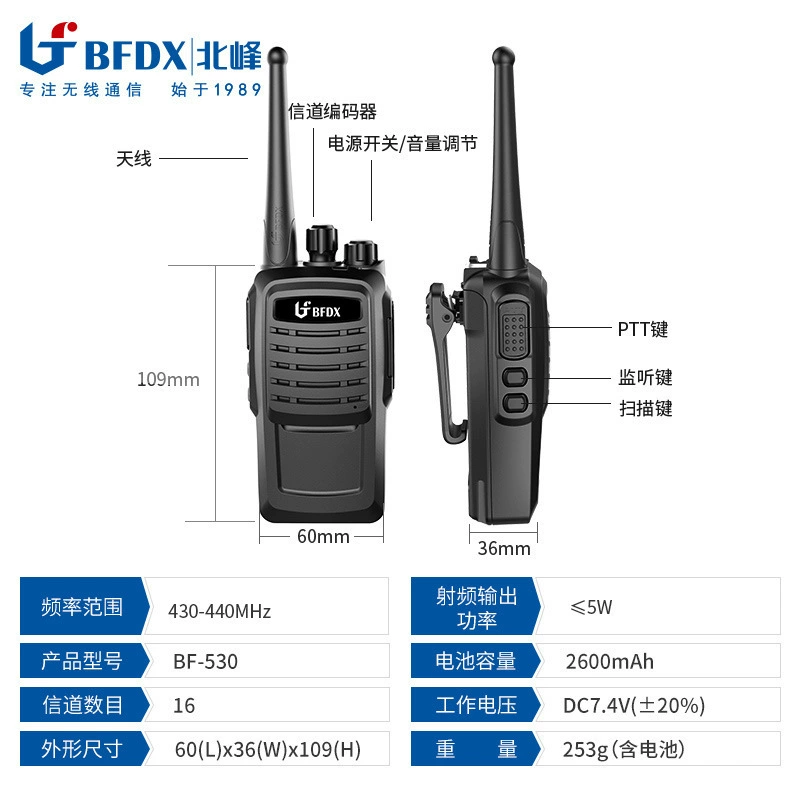 BeiFeng BF-530 профессиональная FM-рация, инженерно-строительные работы, топография, охрана, логистика, для государственных и корпоративных учреждений