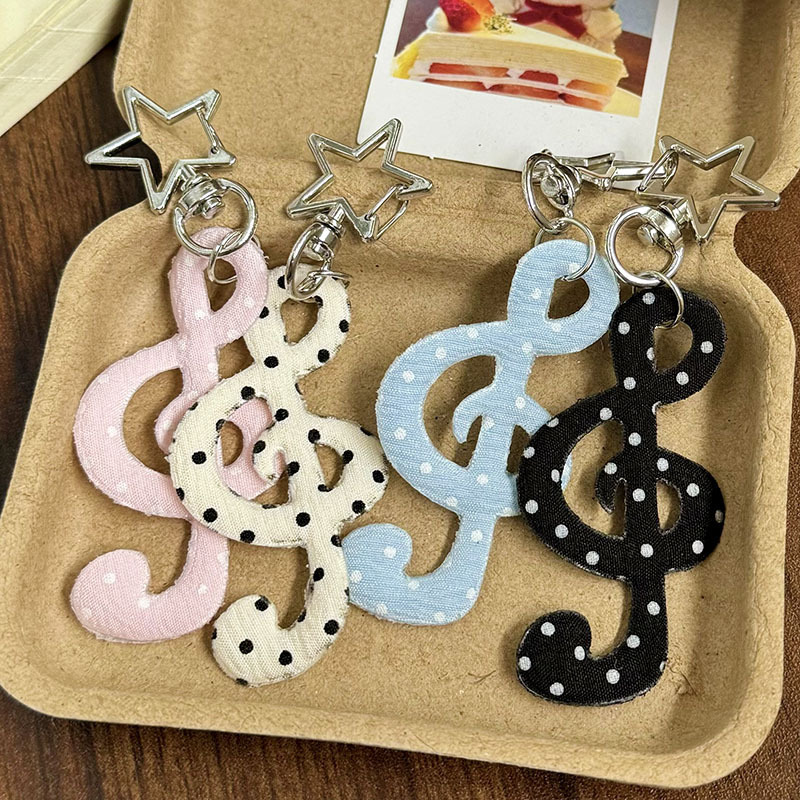 Vintage sweet polka dot, striped, star, and musical note keychain phone accessory AirPods bag decoration Vintage sweet polka dot, striped, star, and musical note keychain phone accessory AirPods bag decoration