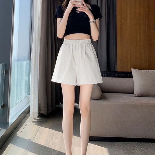 Ins-style ice silk women's summer exercise shorts, Korean version for female students, loose and slimming, versatile straight-leg thin casual pants