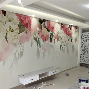Fresh simple wedding room bedroom bedside wallpaper pastoral flower TV background wallpaper restaurant sofa decorative wall cloth