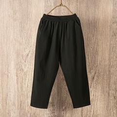 夏の薄いタイプの中高年の女性のズボンの綿麻のお母さんのズボンの落書きのまっすぐな筒のゆったりしている大きいサイズの9分のズボンのファッションの花