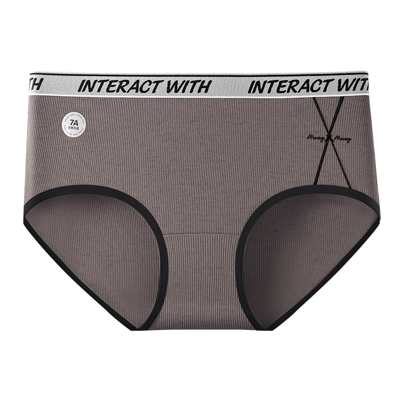 Pantalones completos 7A ropa interior de mujer de algodón antibacteriano color de contraste inglés cintura cómoda y transpirable cintura media cadera calzoncillos de niña