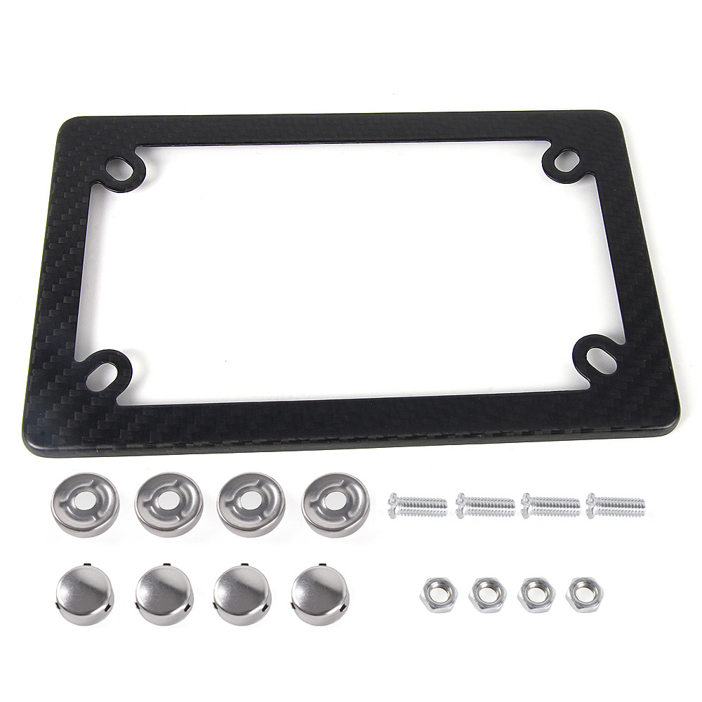 Us Standard 4-Hole Motorcycle License Plate Frame, Matte Dry Carbon License Plate Frame, Us Standard License Plate Holder Modification Accessories
