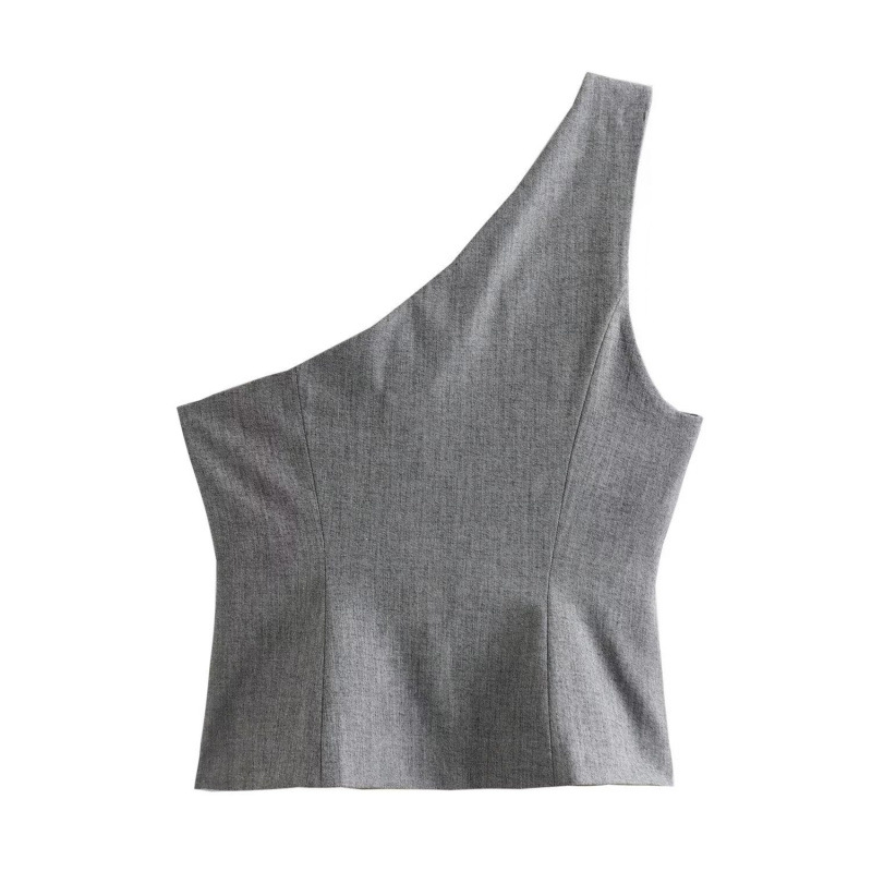 유럽과 미국의 국경 가을 새로운 여성 유럽과 미국의 슬로프 칼라 싱글 브레스트 비대칭 조끼 주름 디자인 레깅스 바지 정장