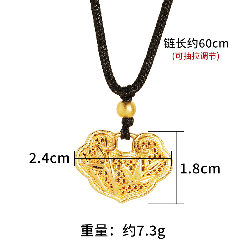 Moda nacional hoja de bambú Ruyi cerradura collar Vietnam arena oro antiguo patrimonio Ley estilo chino joyería femenina suministro directo fábrica
