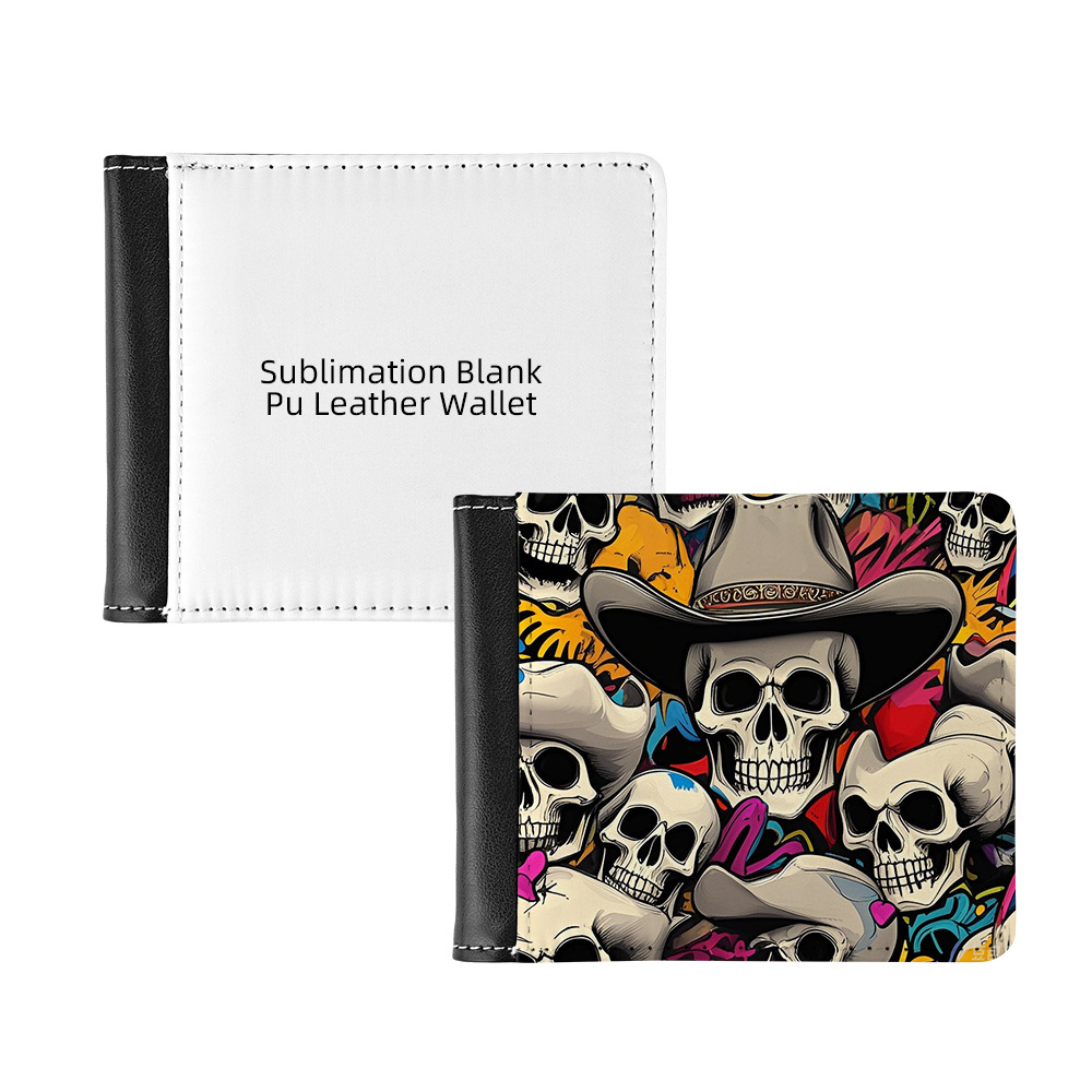 Fábrica directa de transferencia de calor billetera transfronteriza en blanco PU cuero tarjeta de sublimación en caliente billetera plegable al por mayor