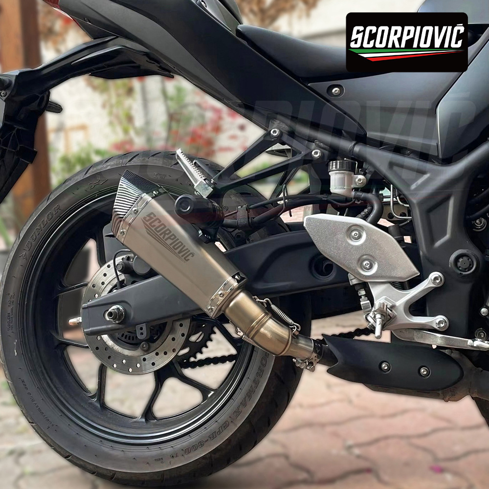 Motorcycle exhaust pipe small cone hexagonal carbon fiber tail muffler is suitable for 51MM diameter non-destructive installation