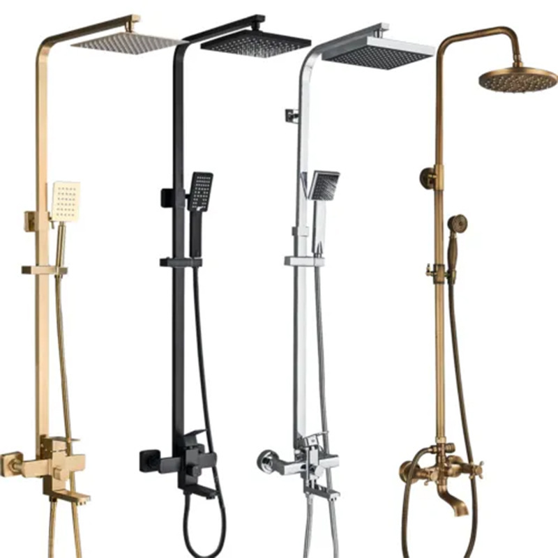 Personalizado acero inoxidable negro ducha de ducha conjunto de oro dibujado pared tipo ducha de comercio exterior fábrica transfronteriza al por mayor