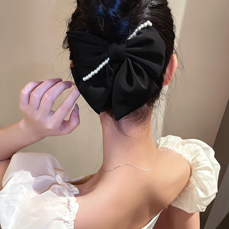 Horquilla trasera para mujeres con diseño de perla y arco grande, accesorio de verano, horquilla de cabeza con temperamento, estilo Corea 2022.