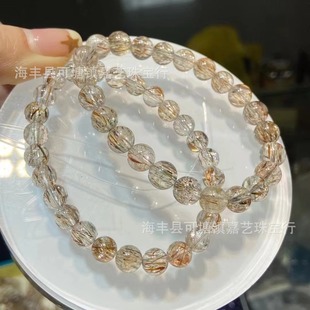 Natural Black Gold Super Round Bead Single Circle Bracelet Bracelet with DIY Small Accessories Crystal Hair Clear 8-13mm