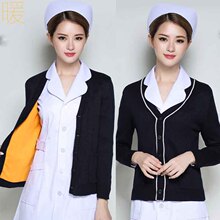 护士毛衣针织衫女外套开衫棉 加绒耐磨医院加边外套秋冬一件代发