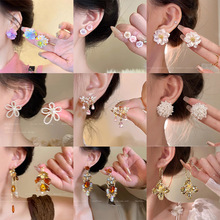 925银针春夏花朵耳环女高级感超仙气质爆款耳钉2025年小清新耳饰