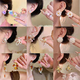 925银针春夏花朵耳环女高级感超仙气质爆款耳钉2025年小清新耳饰