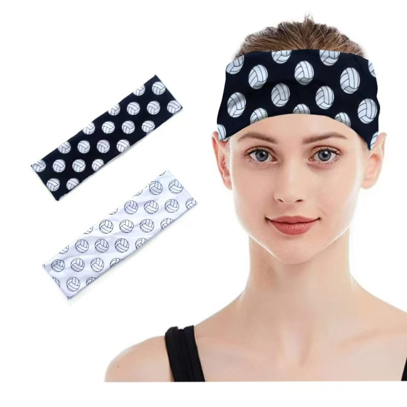 Factory direct supply cross-border high stretch printing volleyball headband sports sweat-absorbent breathable fashion volleyball hair accessories headband