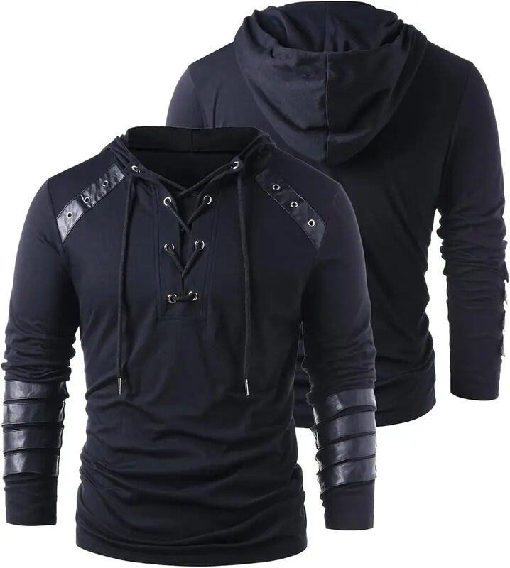 Men's Gothic Lace Hoodie Retro Sweatshirt Retro Steampunk Hooded Top Halloween Cospla Men's Gothic Lace Hoodie Retro Sweatshirt Retro Steampunk Hooded Top Halloween Cospla