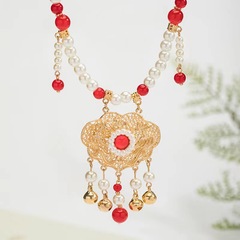 平安鎖吊墜長命鎖瓔珞項圈仿珍珠少女古風項鍊漢服頸飾國風項鍊