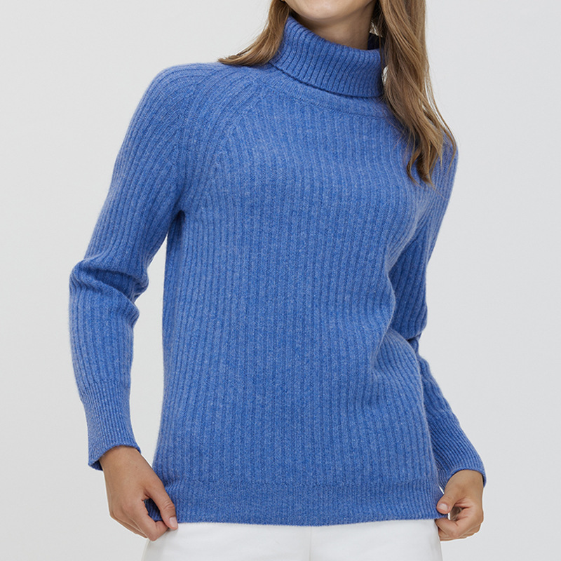 Suéter de lana para mujer con cuello alto, jersey acanalado, corte holgado, tejido de punto, lana fina, elegante para ir al trabajo.
