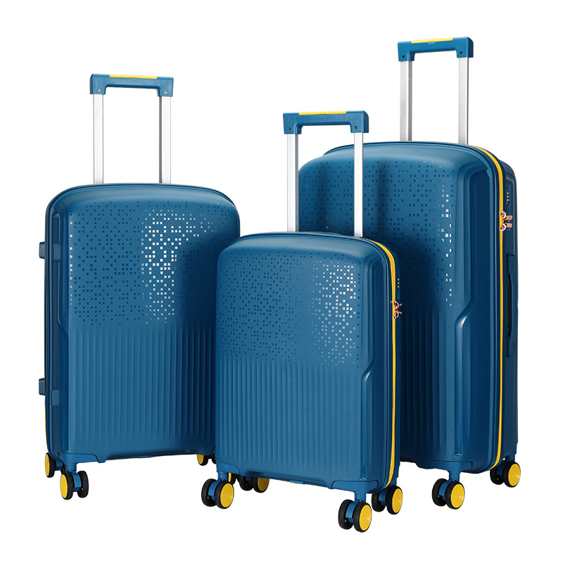 Factory Customized Cross-Border Trolley Case Pp Hard Shell Suitcase Zipper Style Pp Trolley Case 20 24 28 Three-Piece Set