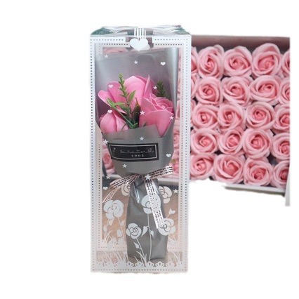Navidad Día de San Valentín jabón Rosa ramo caja de regalo Clavel jabón flor 3 ramo regalo