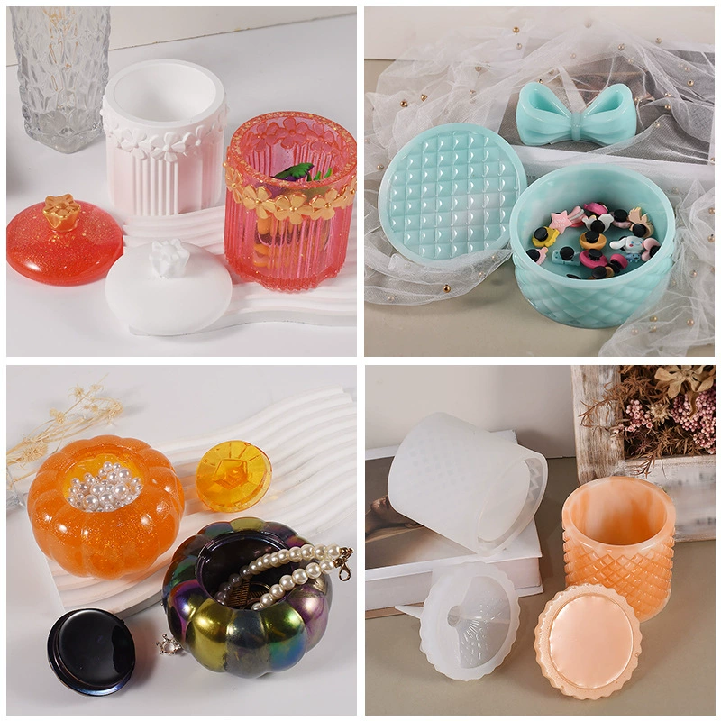 Silicone Storage Box Molds, Mirror-Effect Crystal Resin Shapes for Decorative 3D Boxes