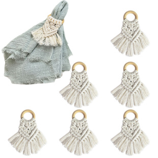 Cotton Rope Tassel Napkin Buckle Bohemian Beige Dining Ring Dream Catcher Nordic Napkin Ring Famous Dining Table Decoration