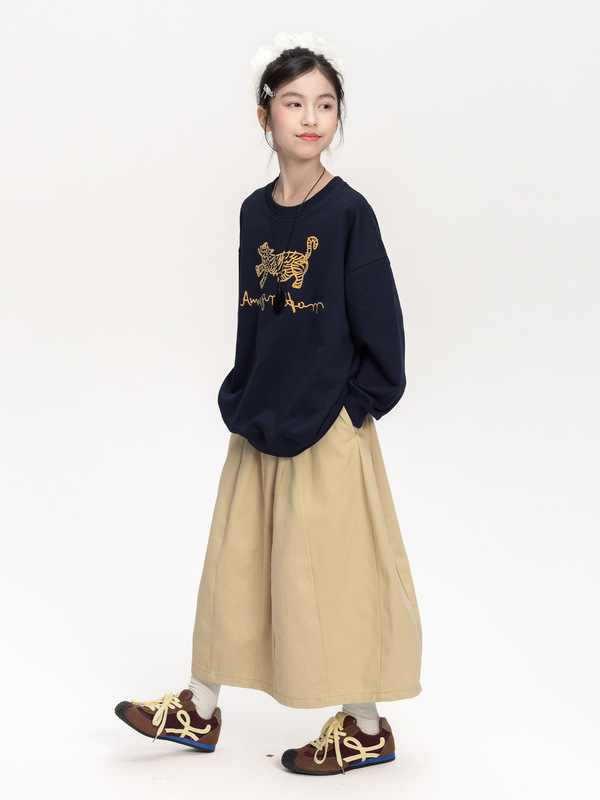 女童手绘金钱豹印花卫衣2025秋装新款儿童韩版宽松百搭长袖上衣潮|undefined